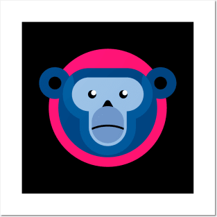 Blue Monkey on fuchsia Posters and Art